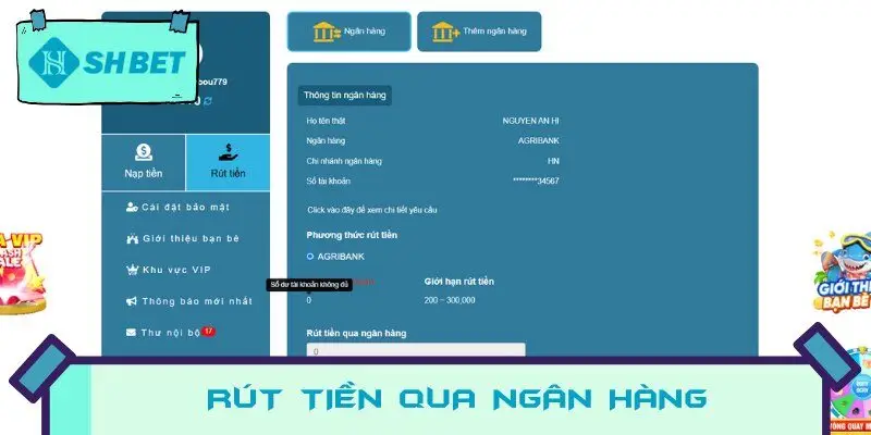 Rút tiền qua chuyển khoản ngân hàng