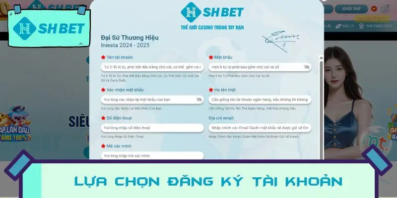 Lựa chọn đăng ký tài khoản